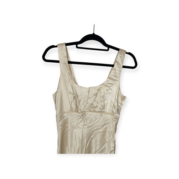 Vintage Steppin Out Satin Maxi Dress In Champagne Beige SZ S - Picture 11 of 15